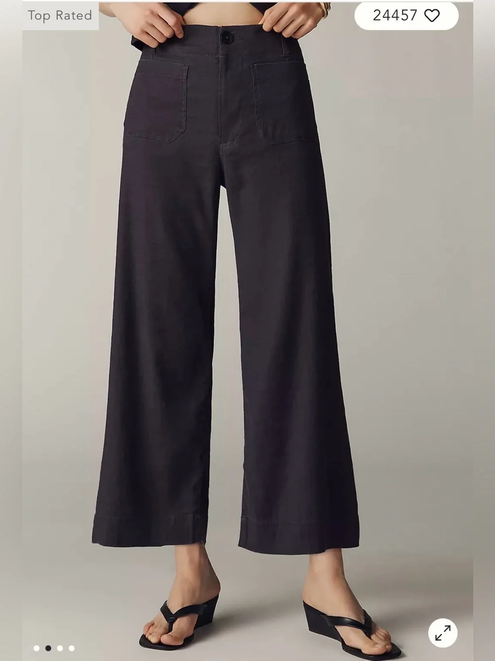 Anthropologie Maeve Colette
European Linen High-Rise Wide-leg Pants Black sz 39 - Picture 1 of 6